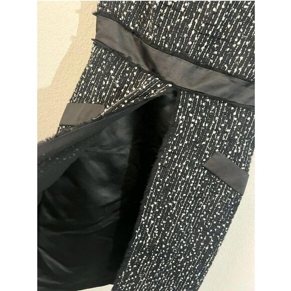 CH Carolina Herrera Dress Womens 6 Black White Tweed Sheath Satin Trim V410-CH - Picture 6 of 11